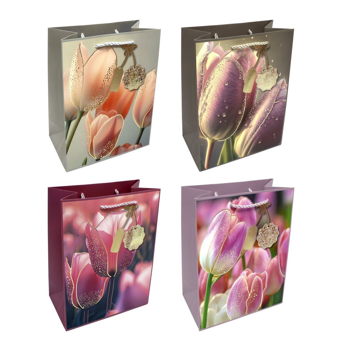 GENERICO - BOLSA DE REGALO TULIPANES 26X32 X12UNI