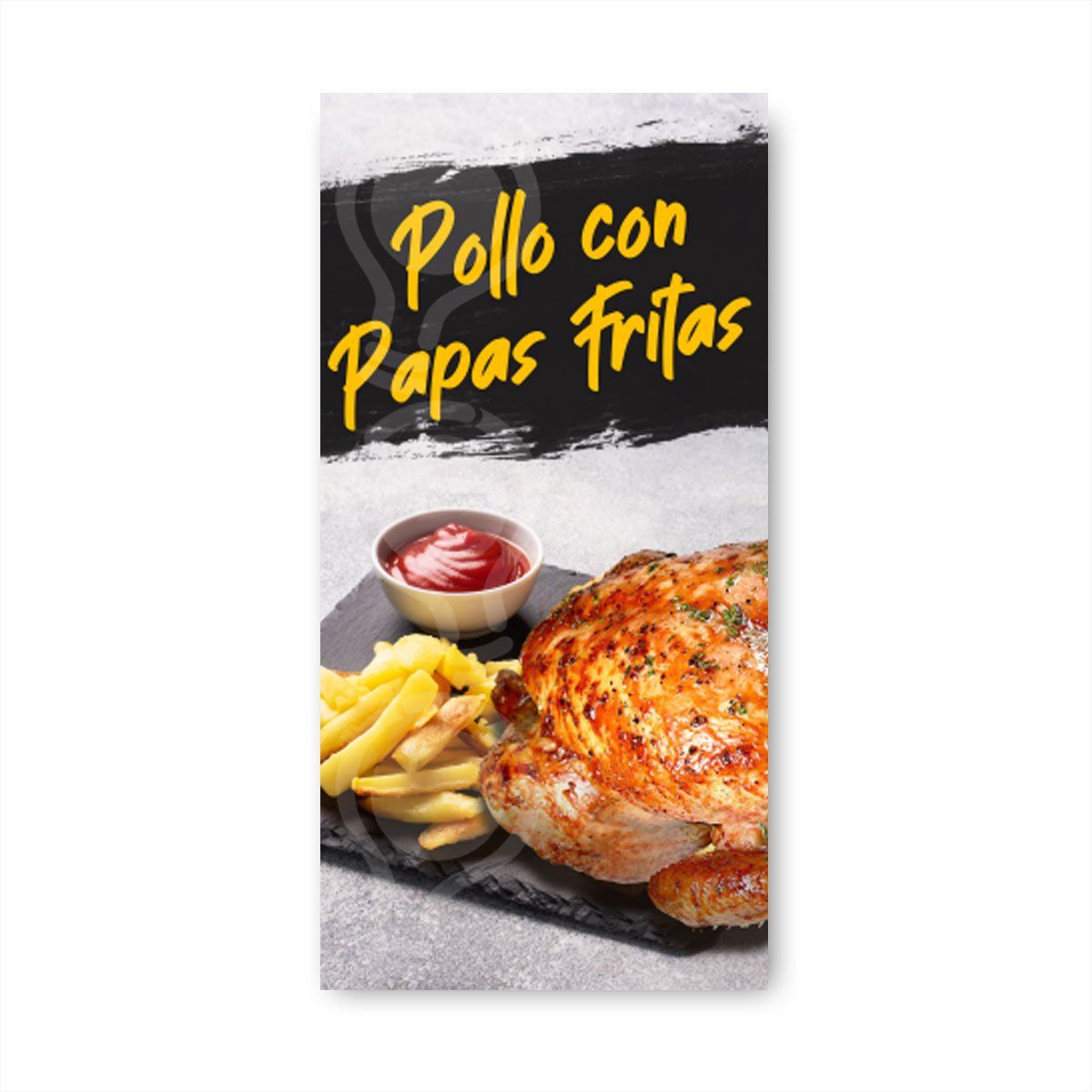 GENERICO - Pendón Publicitario colgante Pollo Asado Papas Fritas M2