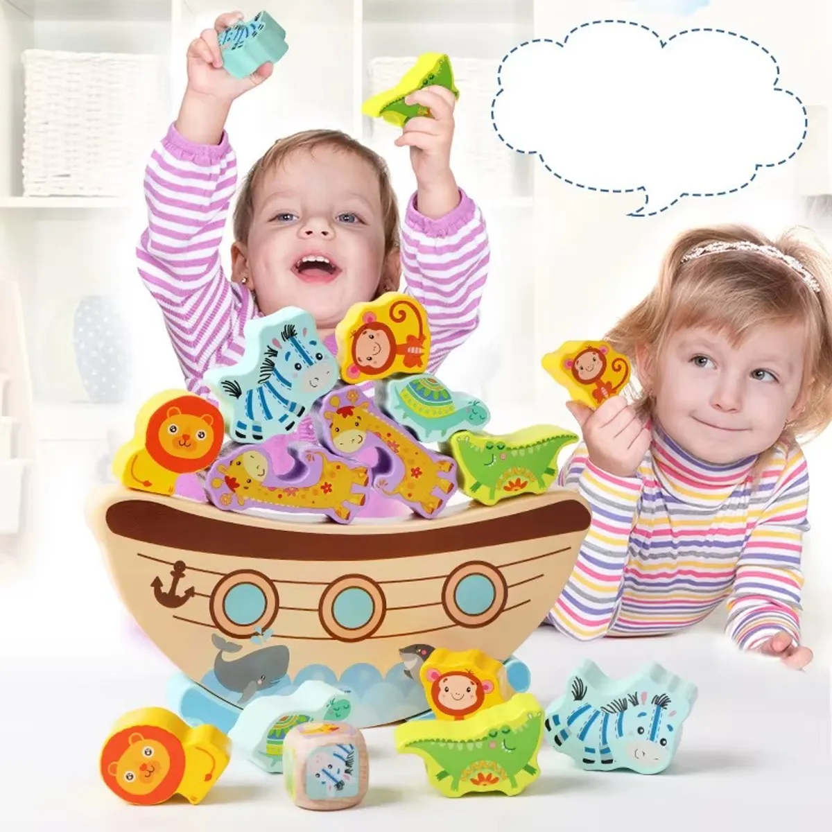 GENERICO - Arca Animales Madera Niños Juego Equilibrio Balance Montessori Educativo
