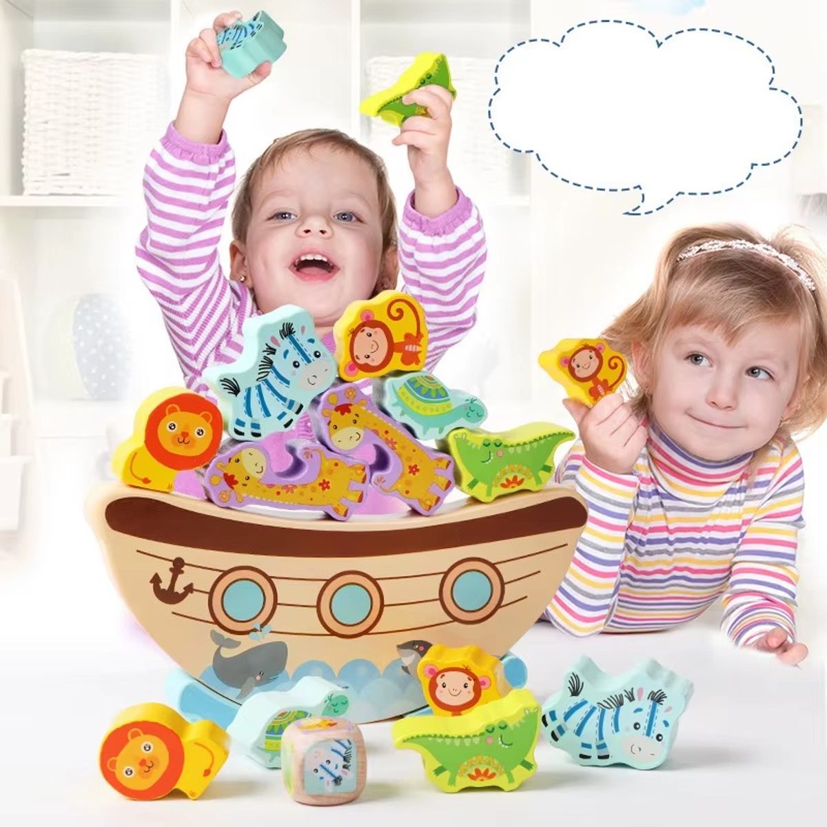 GENERICO - Arca Animales Madera Niños Juego Equilibrio Balance Montessori Educativo