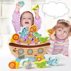 GENERICO - Arca Animales Madera Niños Juego Equilibrio Balance Montessori Educativo