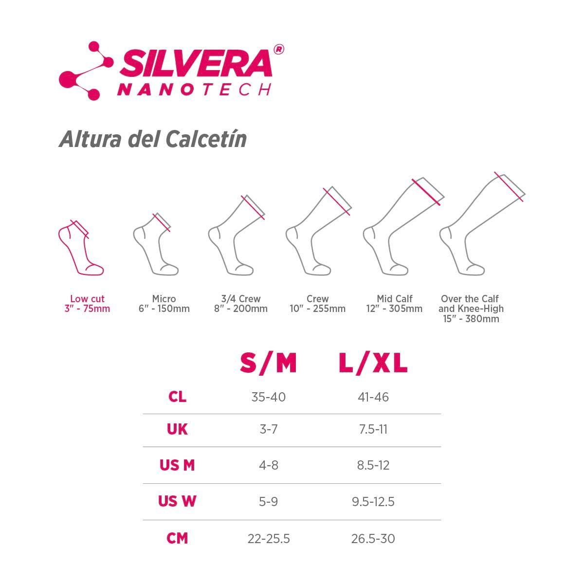 SILVERA NANOTECH - calcetines deportivos 20-30 mmHg running ciclismo gym trekking