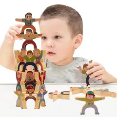 GENERICO - Bloques Equilibrio Madera Niños Figuras Apilables Juego Motricidad Montessori