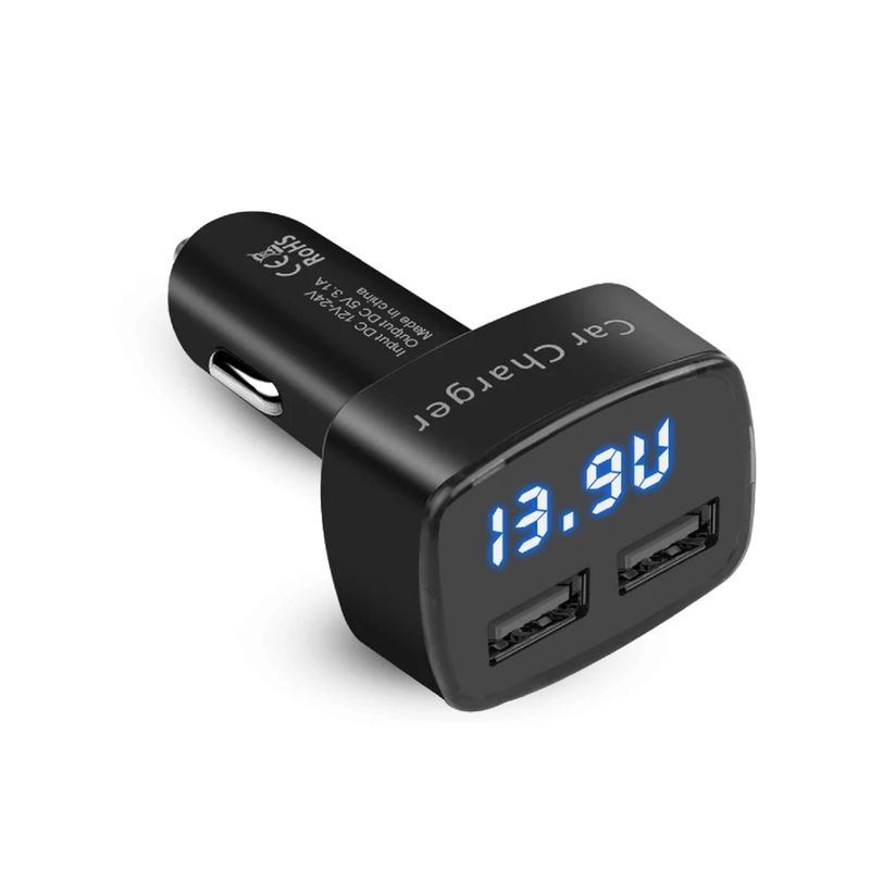GENERICO - Cargador De Celular Auto 31A Voltimetro Amperimetro