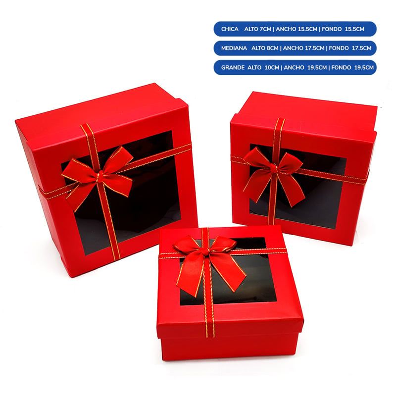 GENERICO - CAJA CUADRADA TRIPLE VENTANA ROJO X1UNI