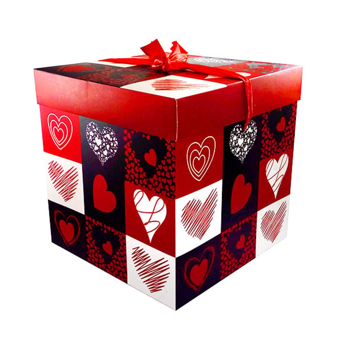 GENERICO - F CAJA PLEGABLE CORAZONES GRANDE 22x22CM X12 UNI