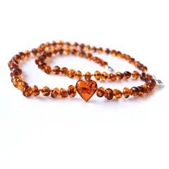 GENERICO - Collar para Adulto de Ámbar Báltico Certificado con Corazón