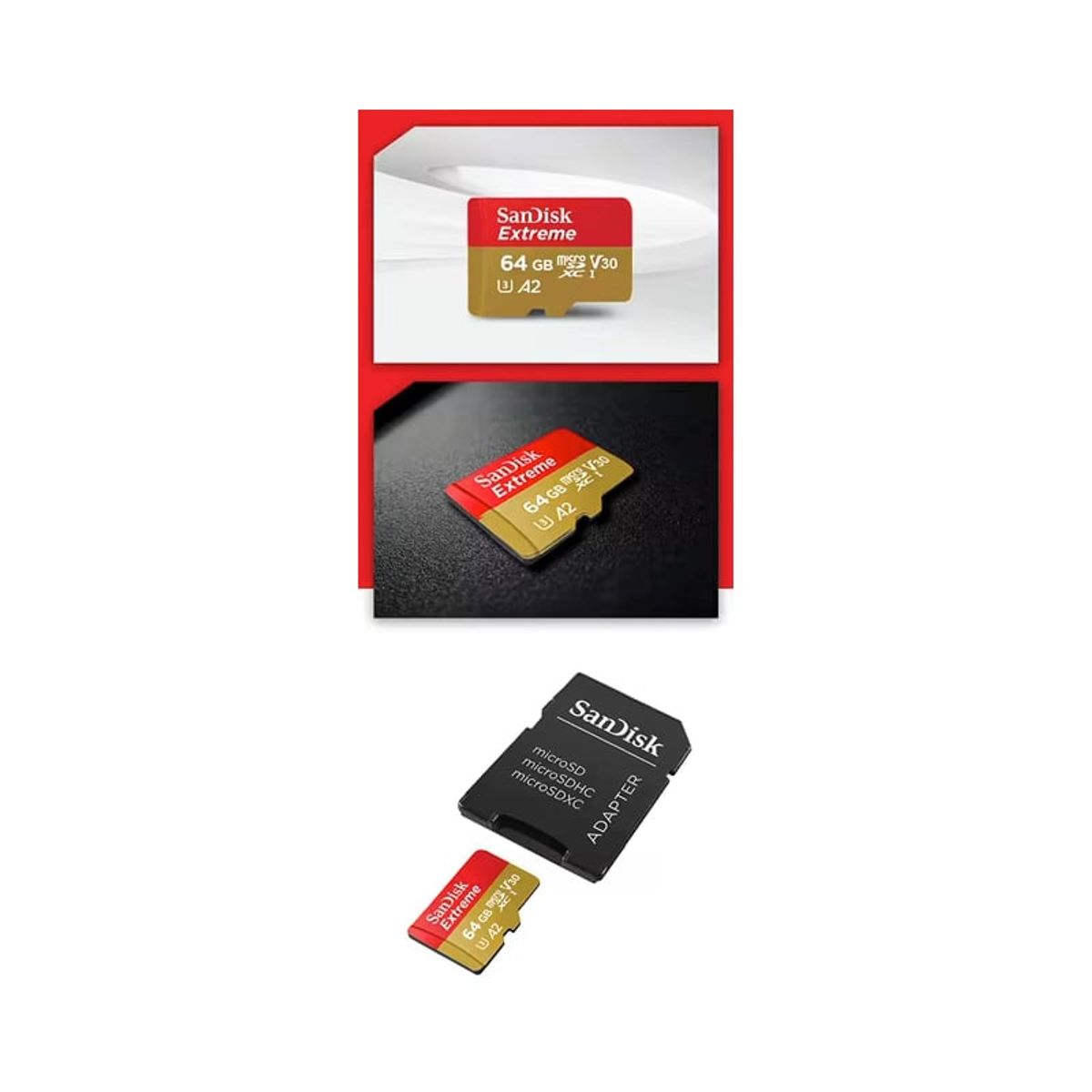 SANDISK - Memoria Sandisk MicroSd 64gb Extreme A2 4k 190MS  adaptador