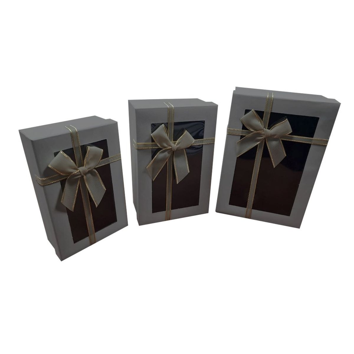 GENERICO - CAJA RECTANGULAR TRIPLE VENTANA GRIS X1 UNI