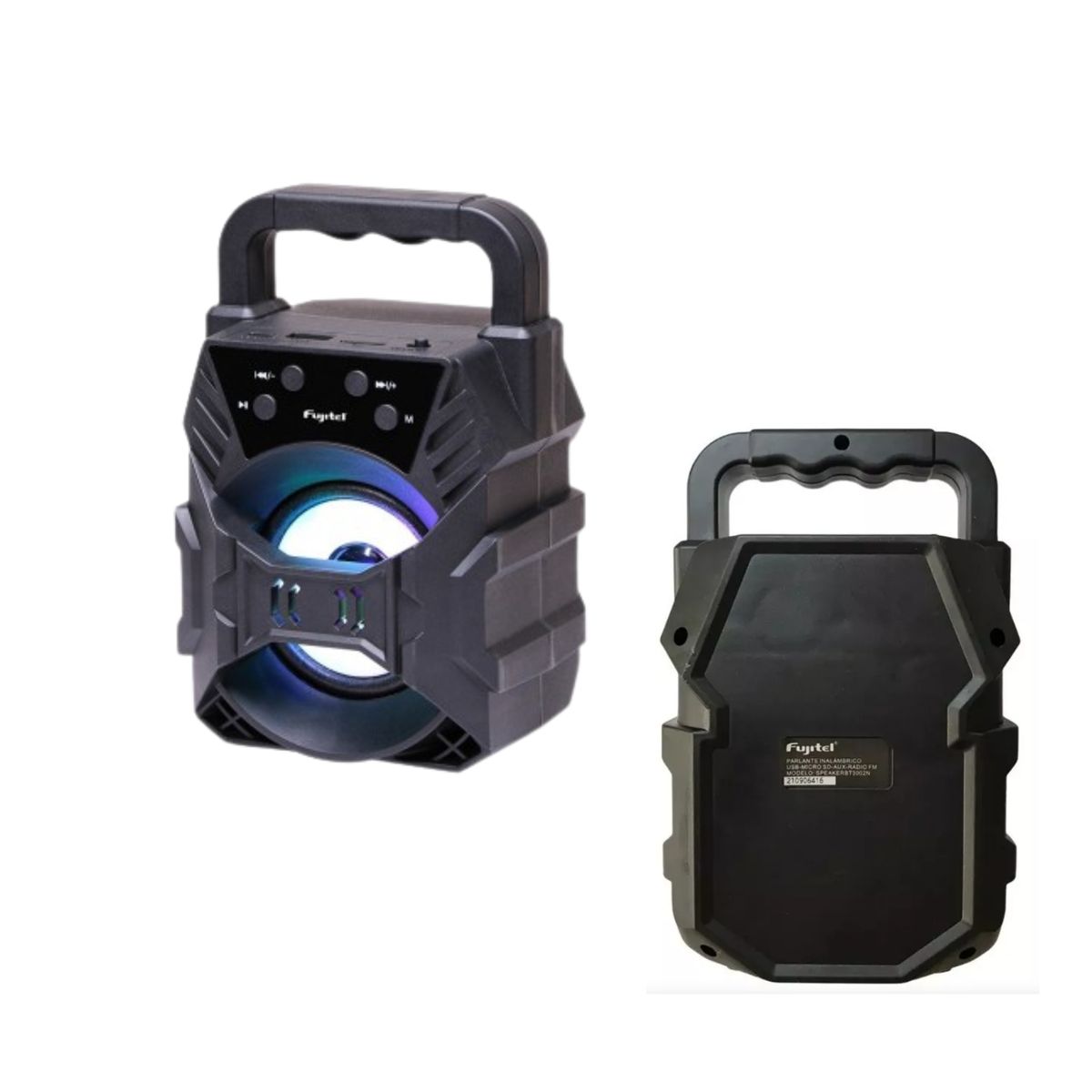 FUJITEL - Parlante Bt 5w 3 Radio Fm Usb Micro Sd Luces Negro Fujitel