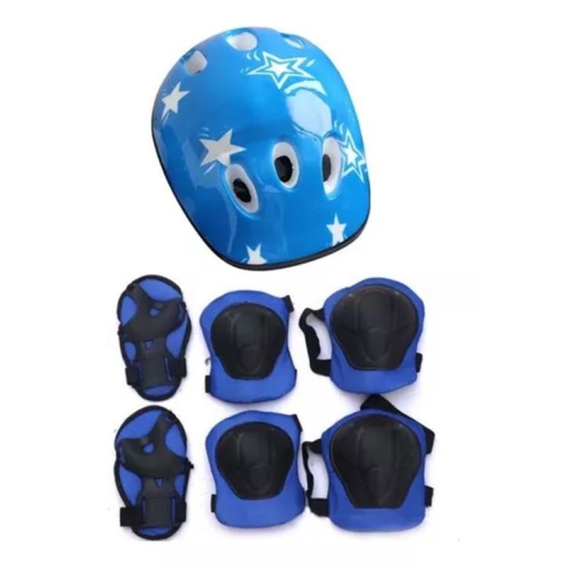 GENERICO - Kit De Protección Niña o Casco Rodillera Muñequera azul