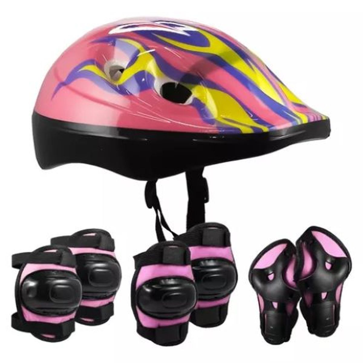 GENERICO - Casco + Set Protección Rodilleras Coderas