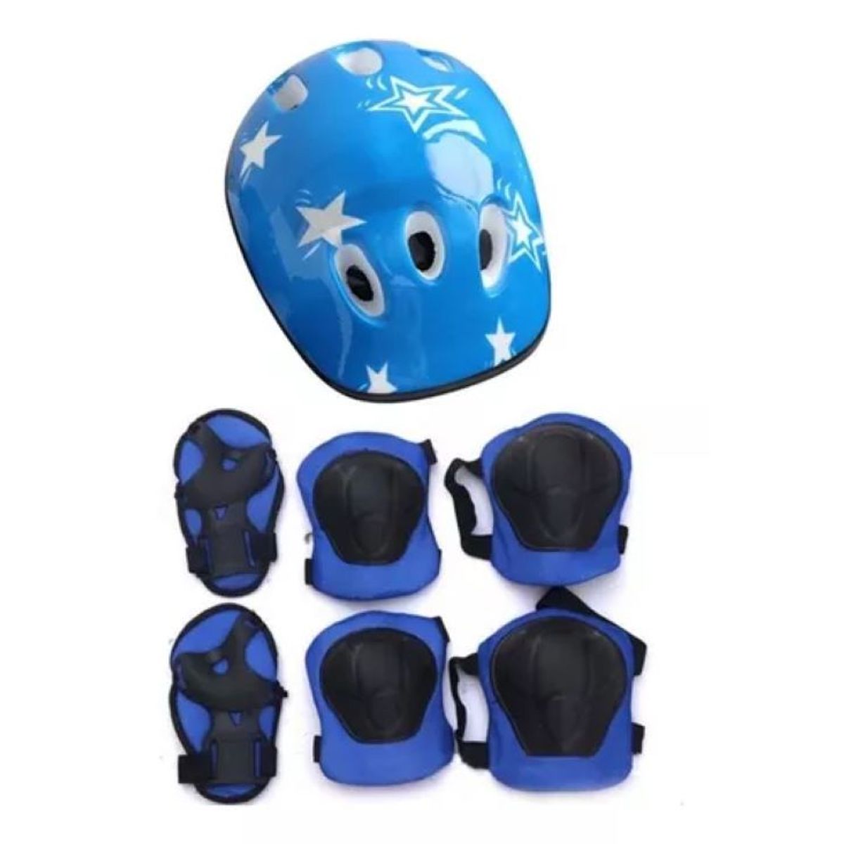 GENERICO - Casco + Set Protección Rodilleras azul