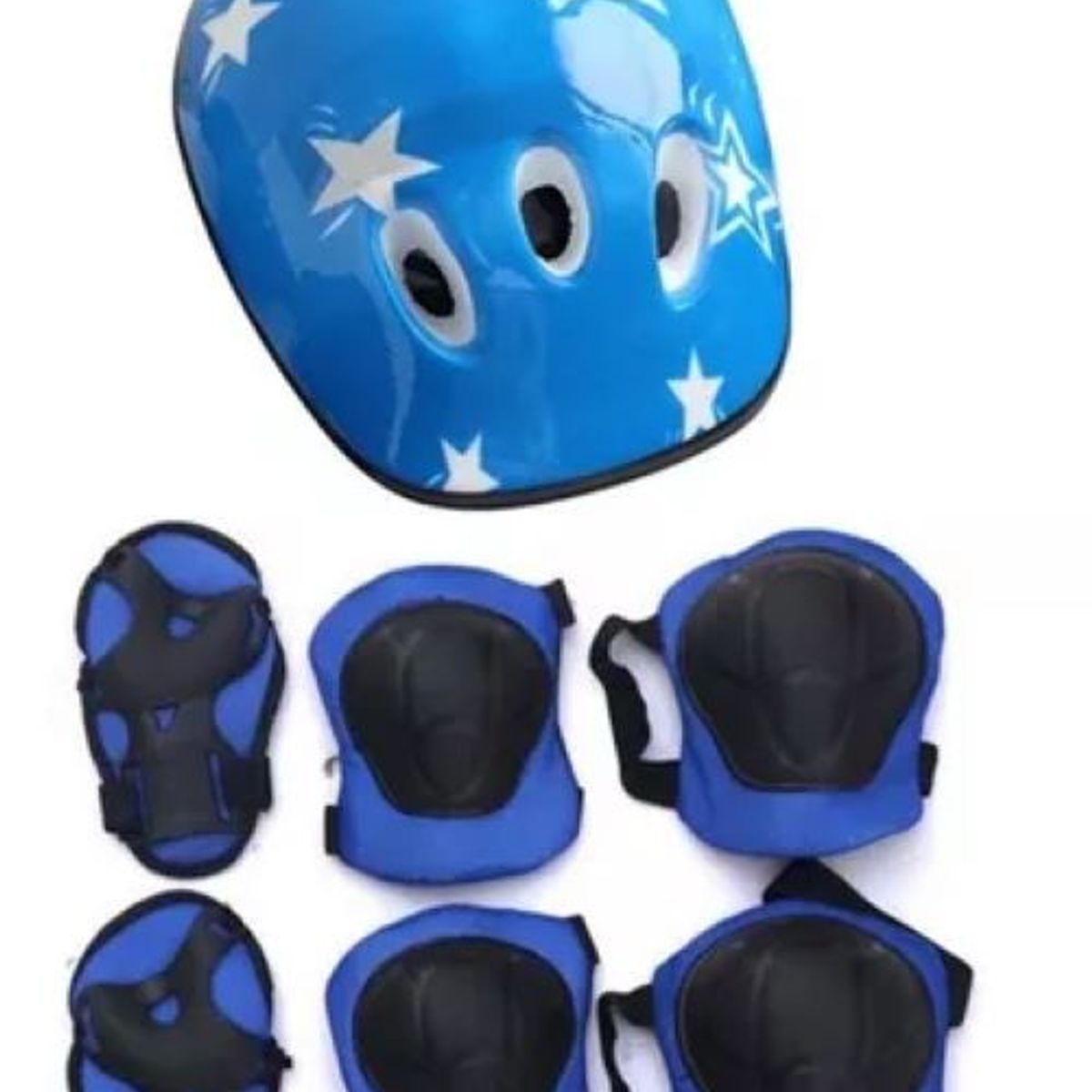 GENERICO - Casco + Set Protección Rodilleras azul nuevas