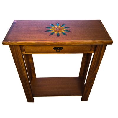 Imagen 2 del producto MESA DE ARRIMO CAFE CON GRABADO DE RESINA MANDALA