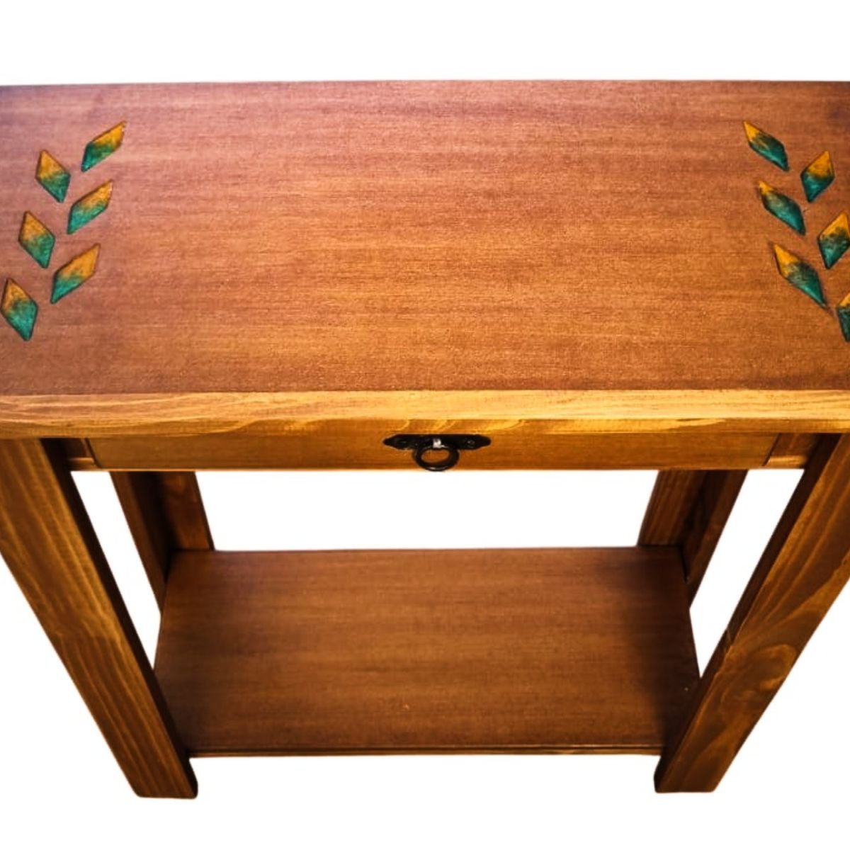 MARFELD MUEBLES - MESA DE ARRIMO CAFE CON GRABADO DE RESINA ESPIGA