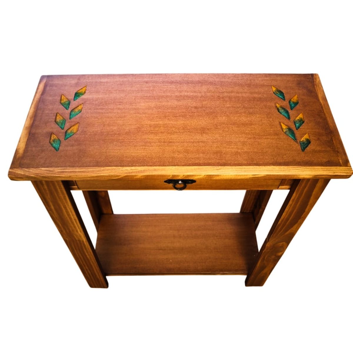 MARFELD MUEBLES - MESA DE ARRIMO CAFE CON GRABADO DE RESINA ESPIGA