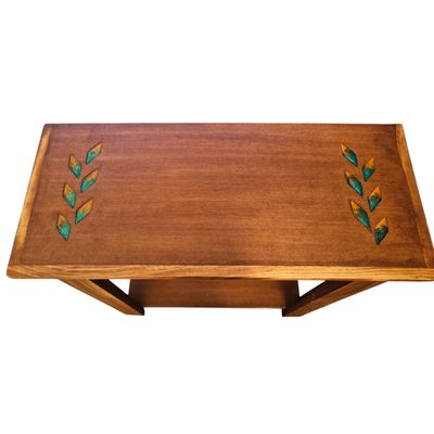 Imagen 2 del producto MESA DE ARRIMO CAFE CON GRABADO DE RESINA ESPIGA