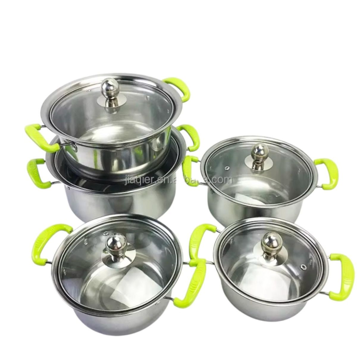 GENERICO - Set de Ollas Soperas Batería de Cocina 05 Piezas Acero Inoxidable