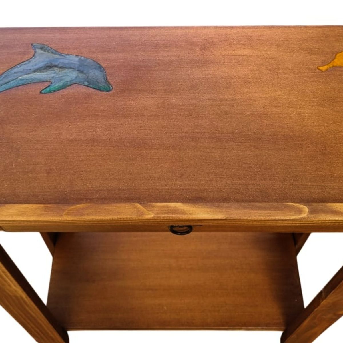 MARFELD MUEBLES - MESA DE ARRIMO CAFE CON GRABADO DE RESINA MARINO