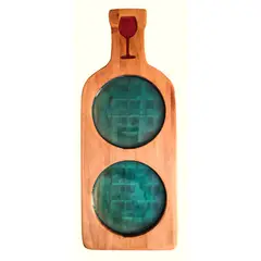 MARFELD MUEBLES - TABLA PICOTEO DE MADERA CON RESINA BOTELLA