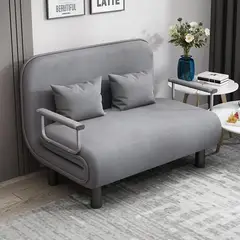 YOMYM - Sofá Cama 120×190cm Tejido De Algodón Y Lino Almacenaje