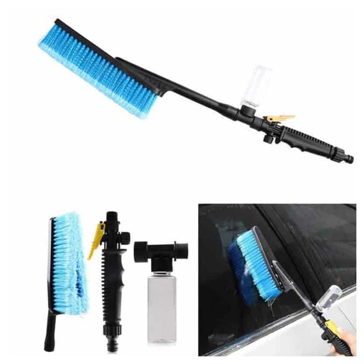MOVI - CEPILLO PARA AUTOS CON CONEXIÓN A MANGUERA Y DOSIFICADOR DE JABÓN