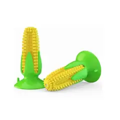 GENERICO - Cepillo Choclo Limpia Dientes Perro Silicona Amarillo