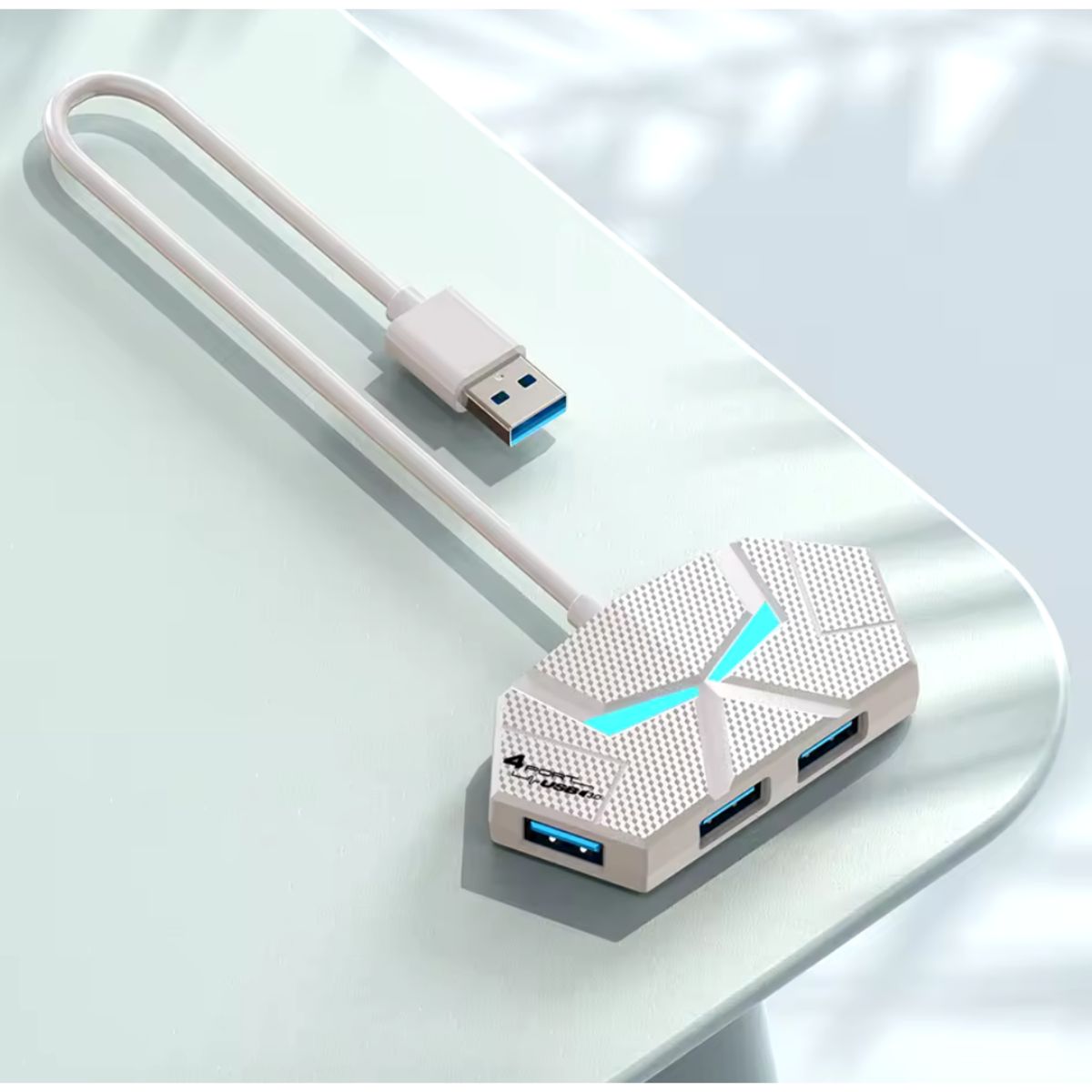 GENERICO - Hub De Red 4 Puertos Usb 3.0 Alta Velocidad 5gbps. blanco