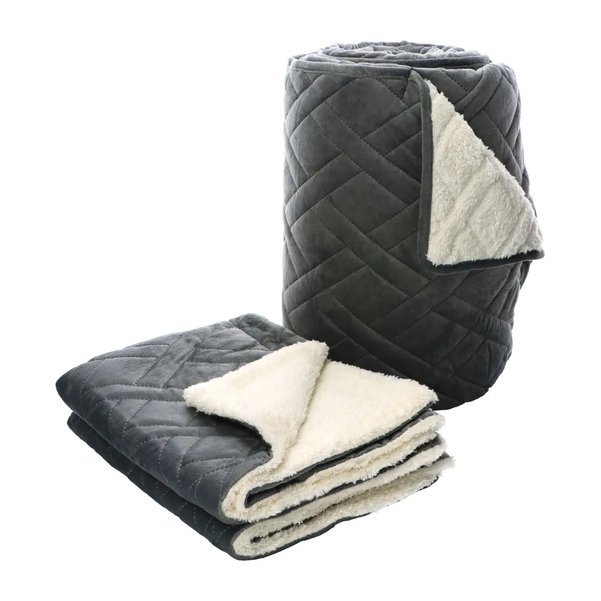 ANDES - COBERTOR ANDES CHIPORRO VELVET GRIS 2 PLAZA
