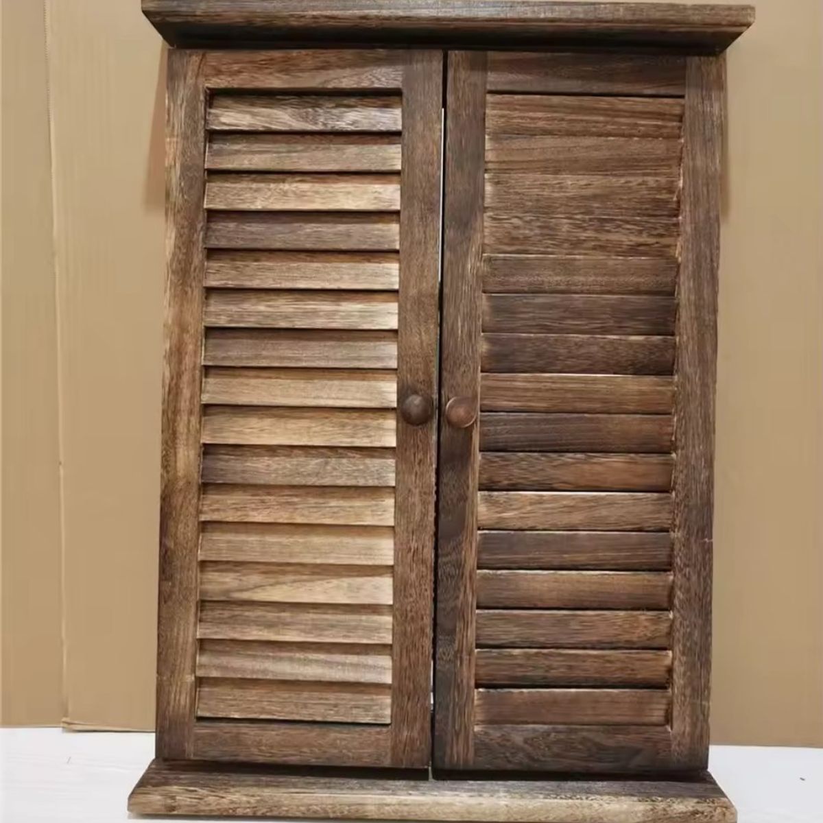 GENERICO - ESPEJO CON POSTIGOS RECTANGULAR PUERTAS CELOSIA COLOR CAFE