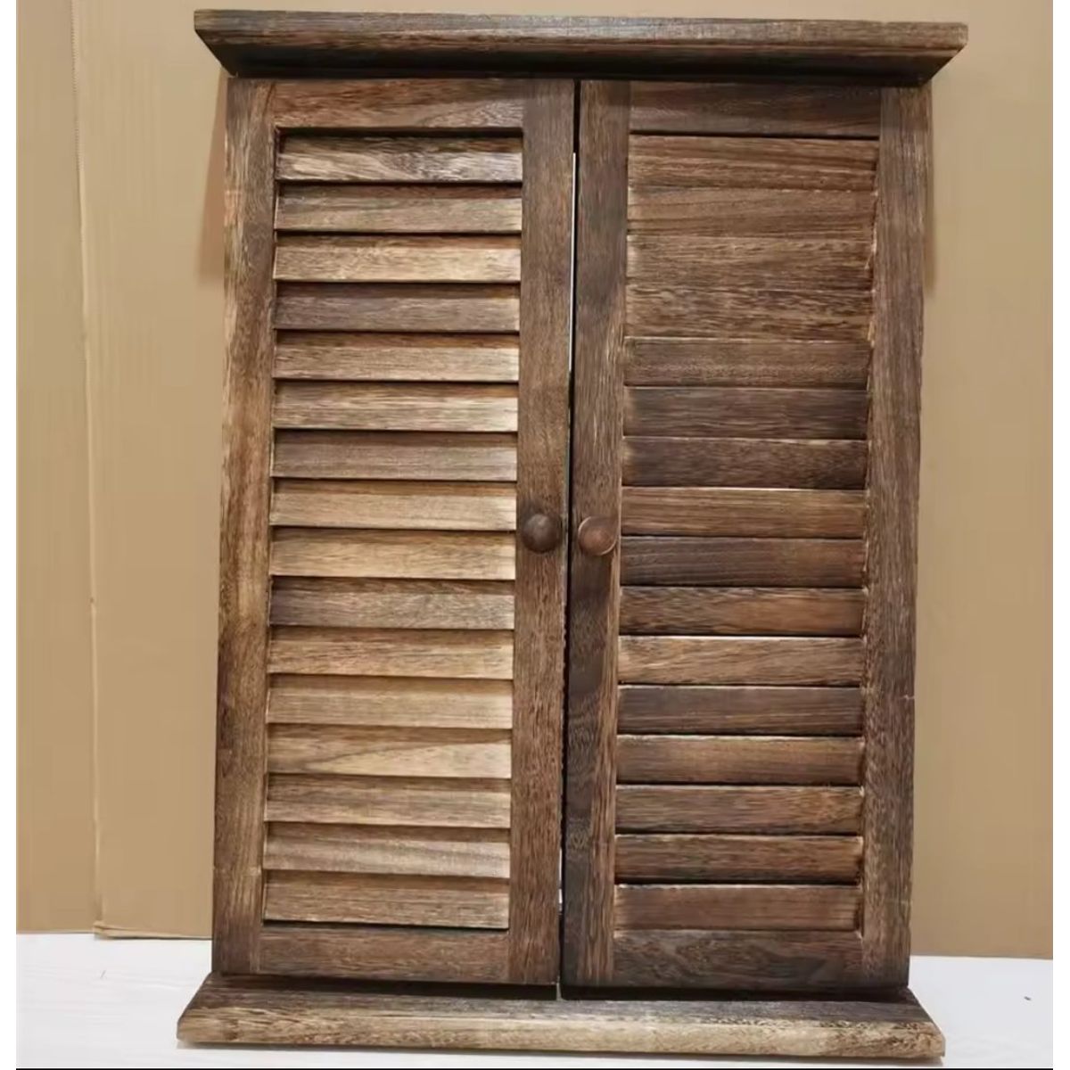 GENERICO - ESPEJO CON POSTIGOS RECTANGULAR PUERTAS CELOSIA COLOR CAFE