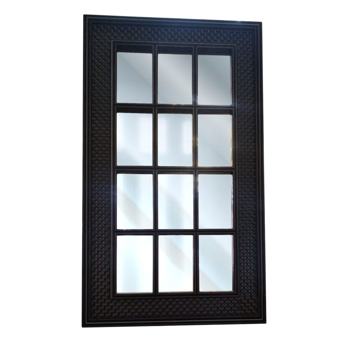 GENERICO - Espejo Decorativo Diseño Ventanal Con Marco Negro 73x43cm