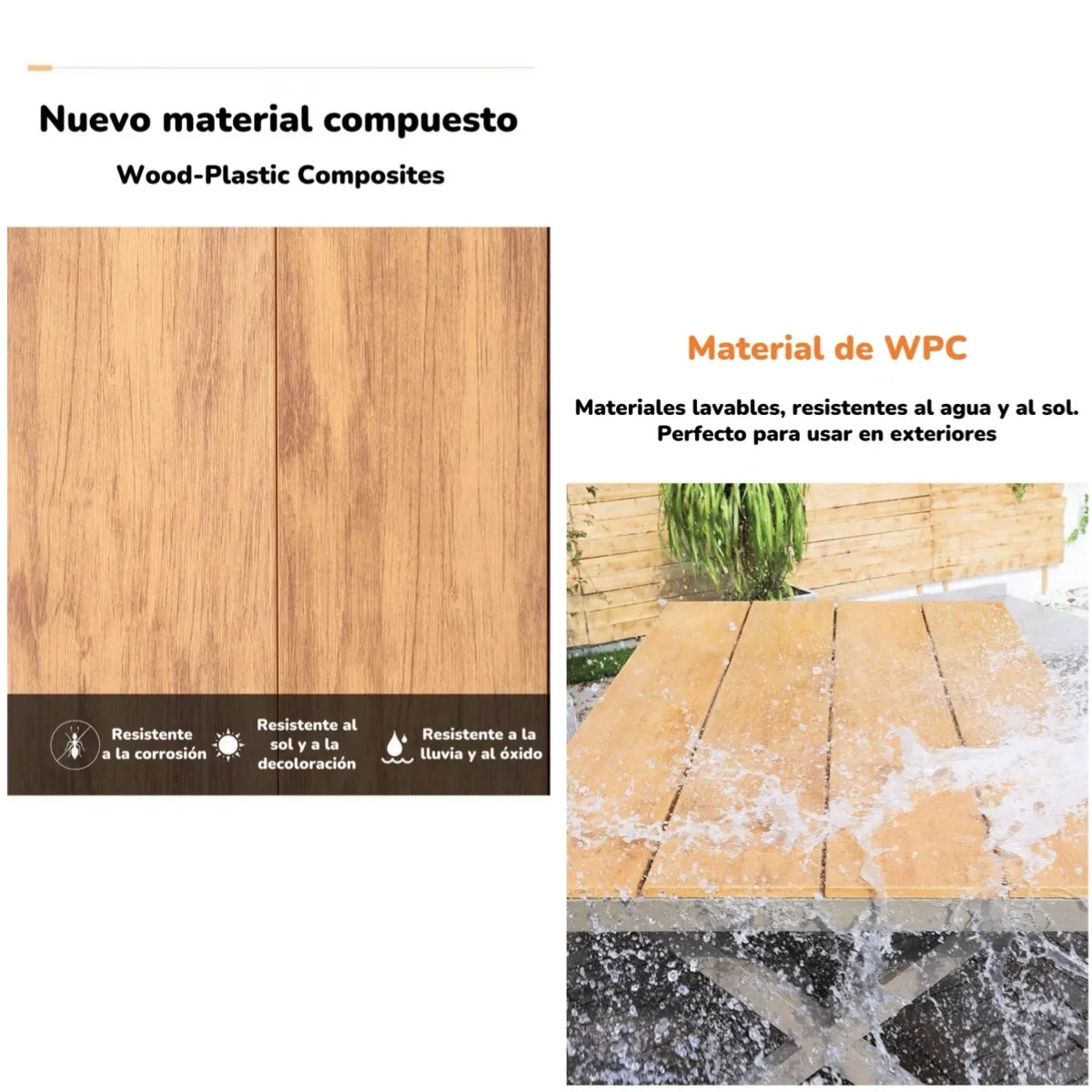 LUBABYCAS - Juego De Comedor Exteriores 180CM Y 6 Sillas Impermeables