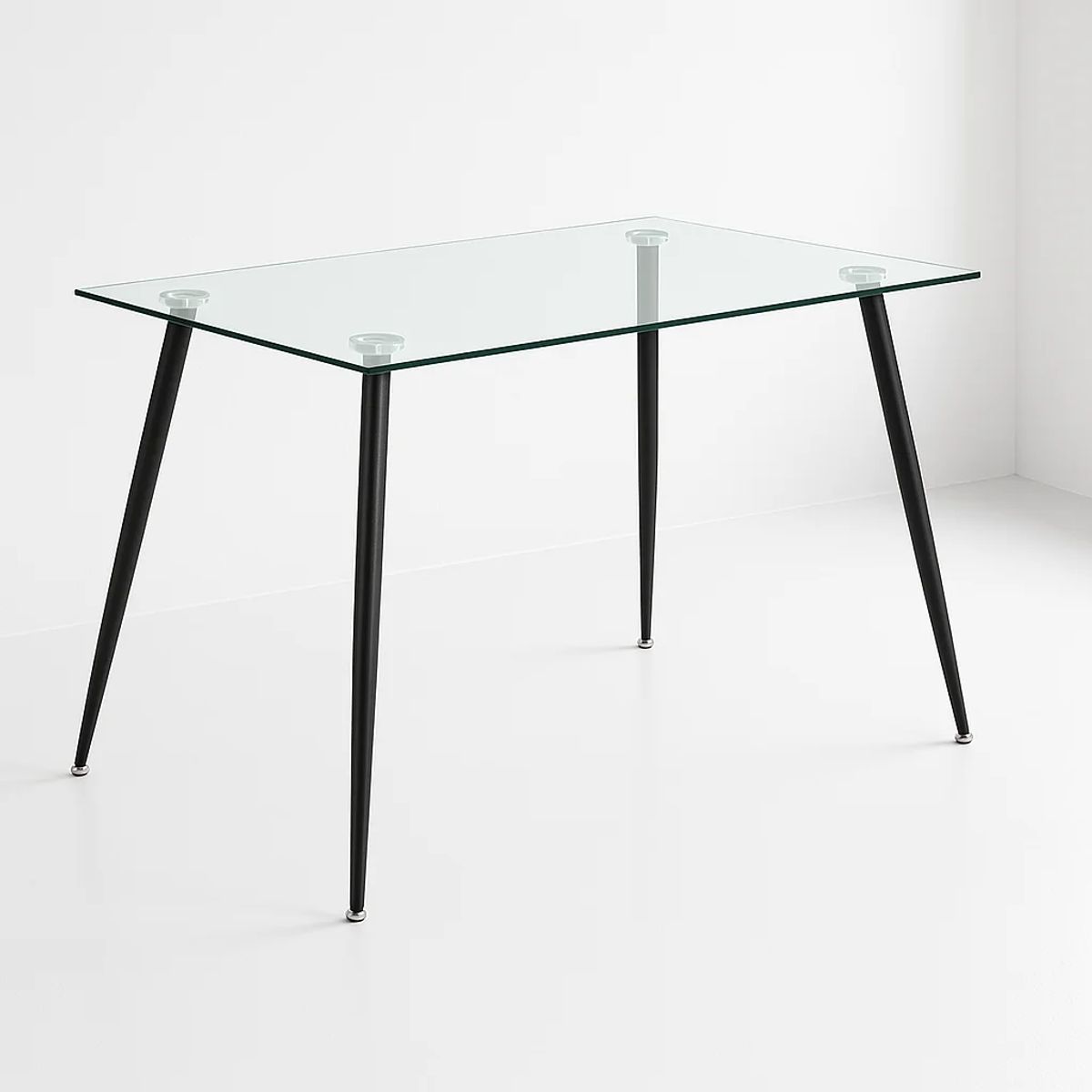 KLIK - Mesa de Comedor Vidrio Rectangular 120x70 - Patas Oscuras - Turquesa