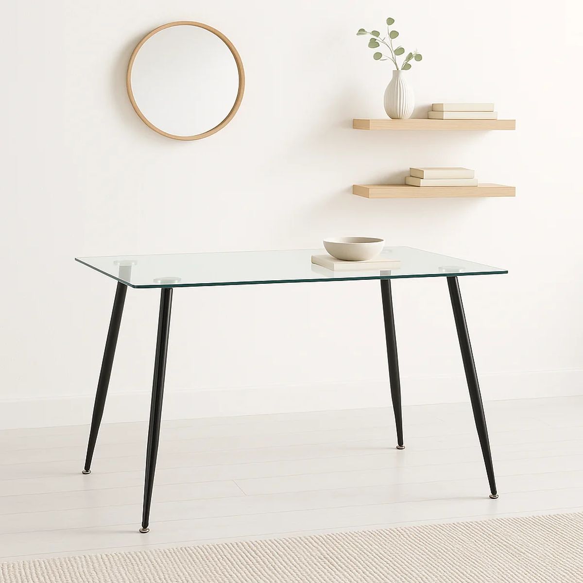 KLIK - Mesa de Comedor Vidrio Rectangular 120x70 - Patas Oscuras - Turquesa