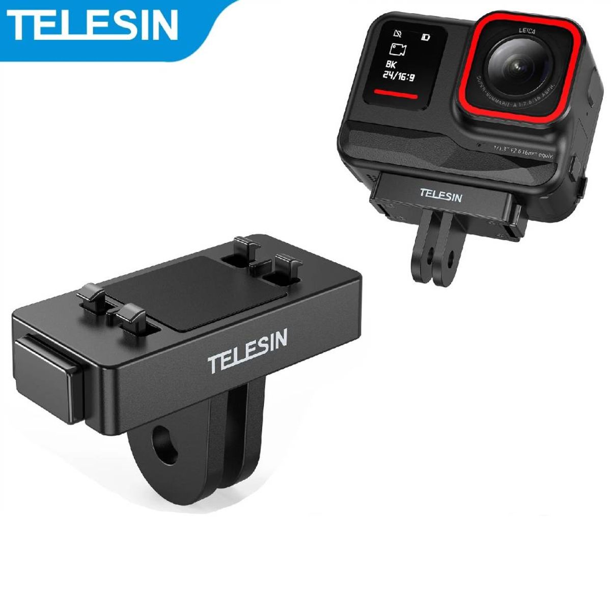 TELESIN - Adaptador Magnético de Dos Garras de Insta360 Ace Ace Pro2 X5