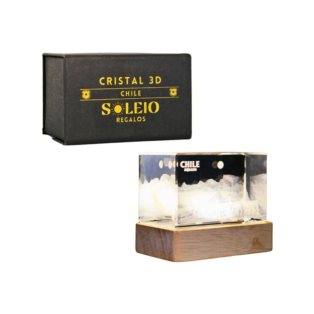 SOLEIO - Cristal 3d Decorativo Led Diseños De Chile Guanacos