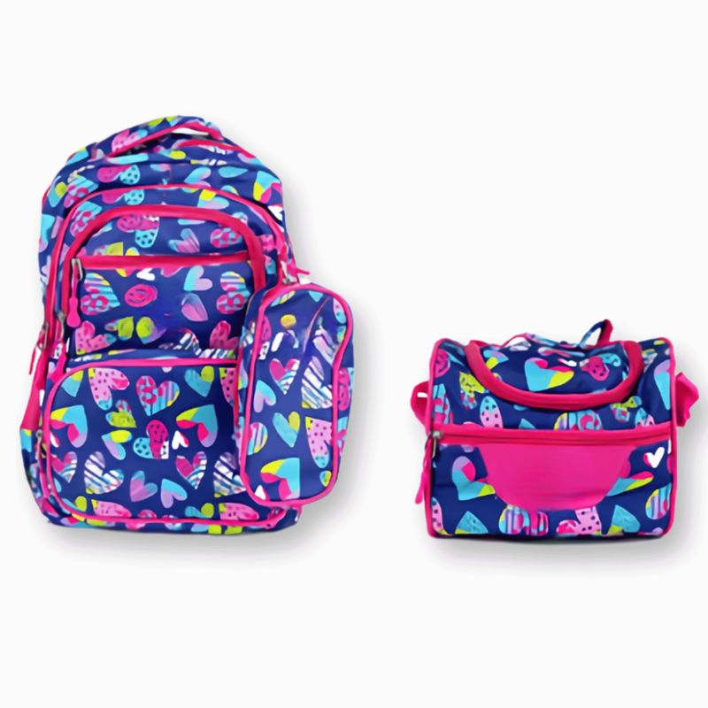 UTILISIMO - Pack Mochila Lonchera Y Estuche 45CM Juvenil Y Escolar hearts