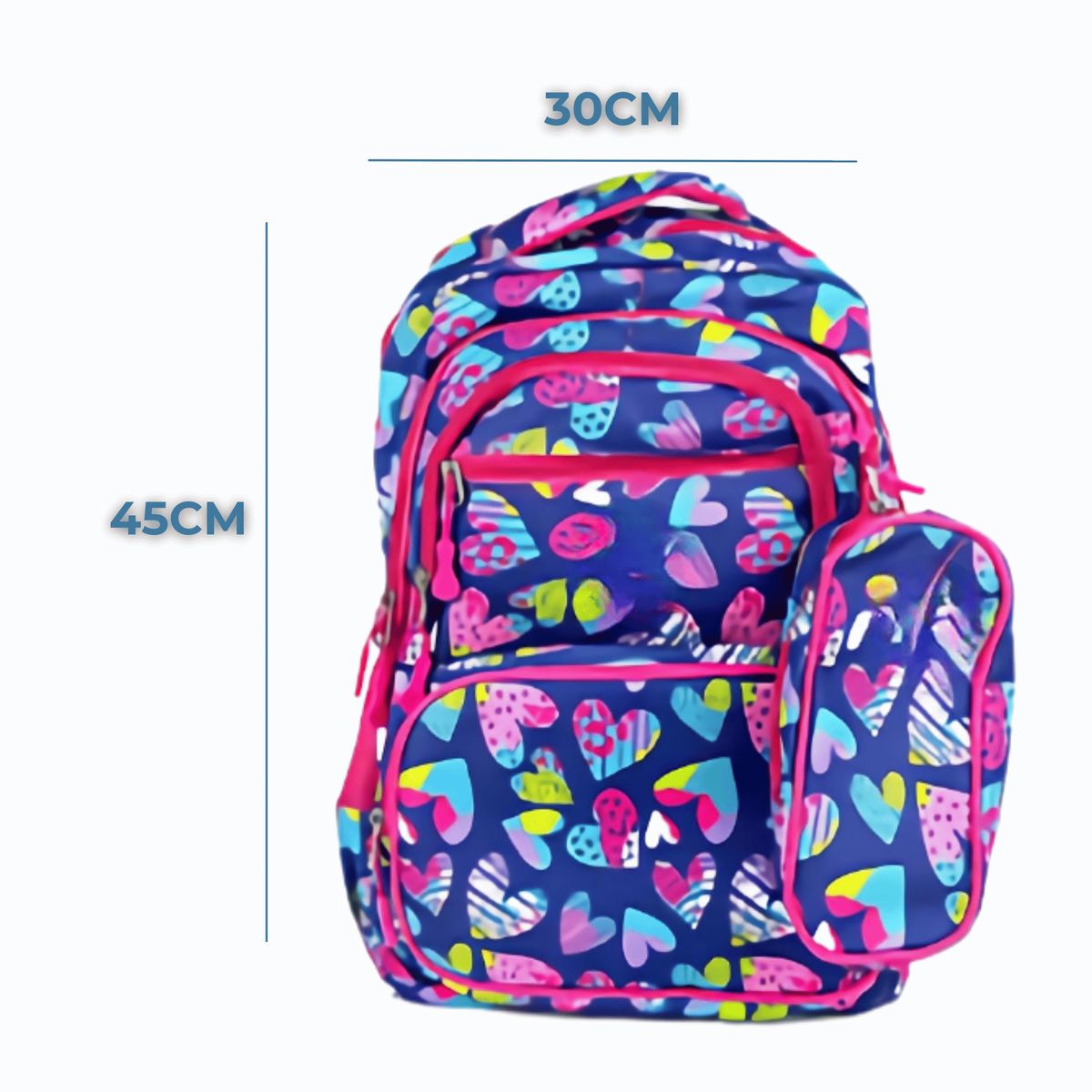 UTILISIMO - Pack Mochila Lonchera Y Estuche 45CM Juvenil Y Escolar hearts