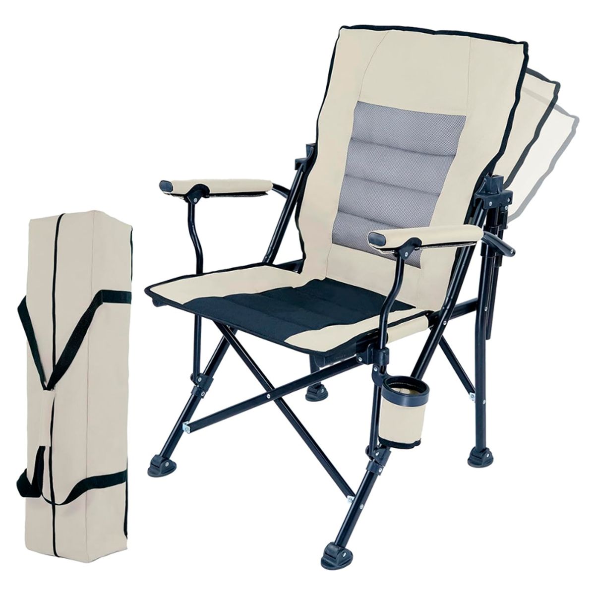 WAKESHOME - Silla Plegable De Playa Camping Picnic Porta Vasos Portátil