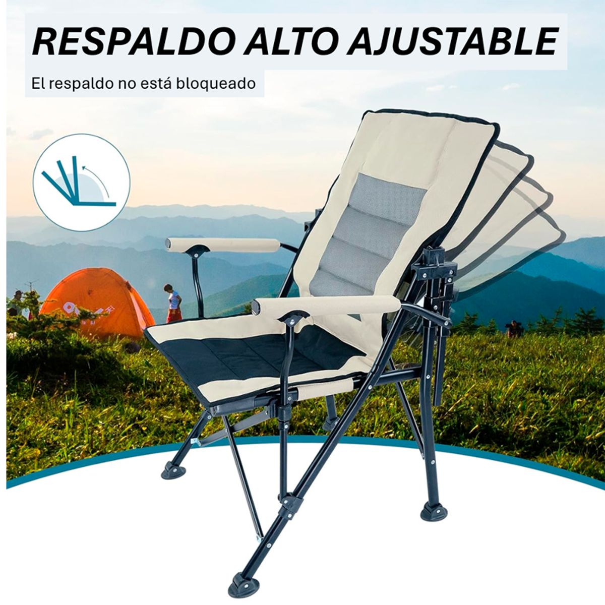 WAKESHOME - Silla Plegable De Playa Camping Picnic Porta Vasos Portátil