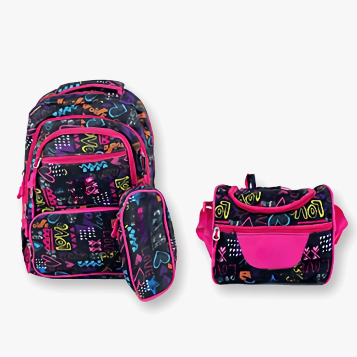 UTILISIMO - Pack Mochila Lonchera Y Estuche 45CM Juvenil Y Escolar Love