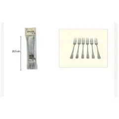 GENERICO - Tenedor De Acero Inoxidable 6 Piezas 20Cm