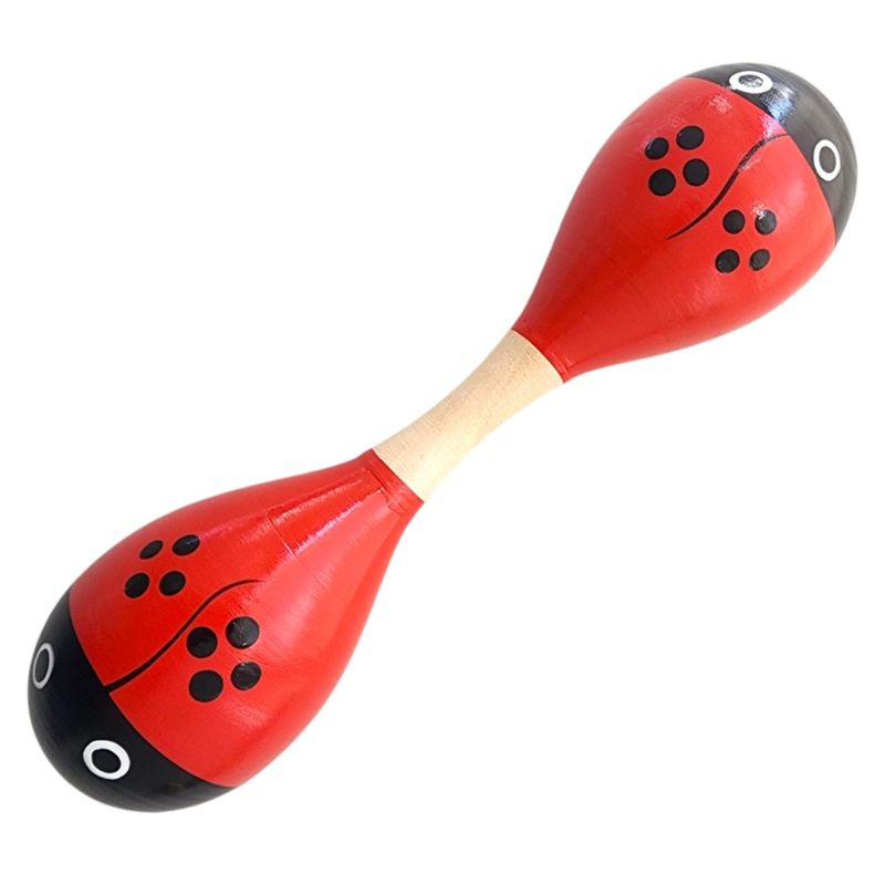 OEM - Maraca Doble Martillo de Madera Sonajera Niños Roja 55503