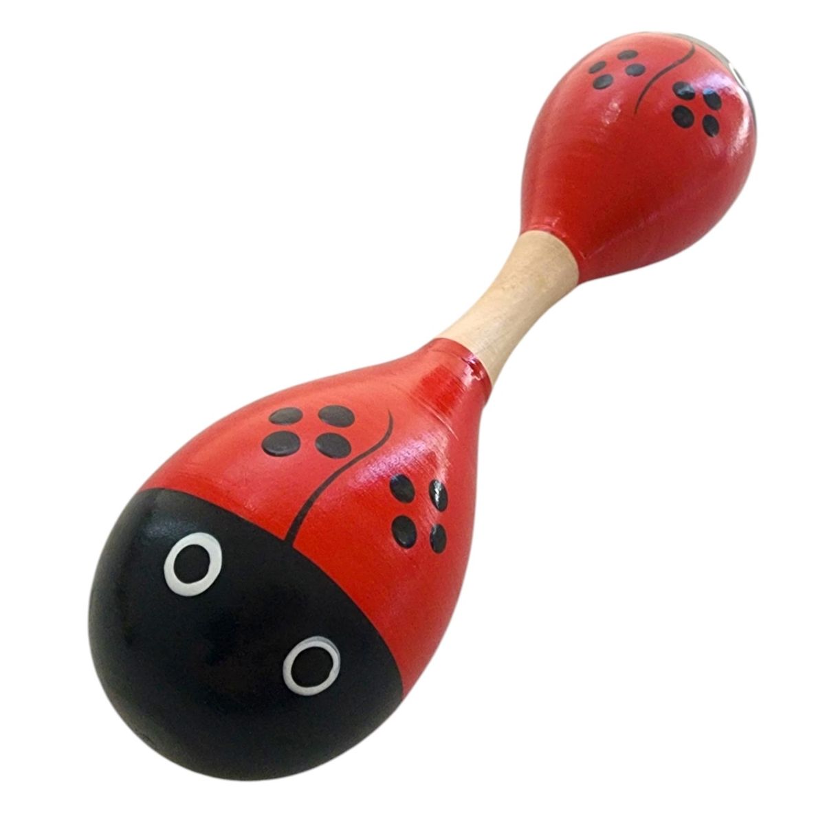 OEM - Maraca Doble Martillo de Madera Sonajera Niños Roja 55503