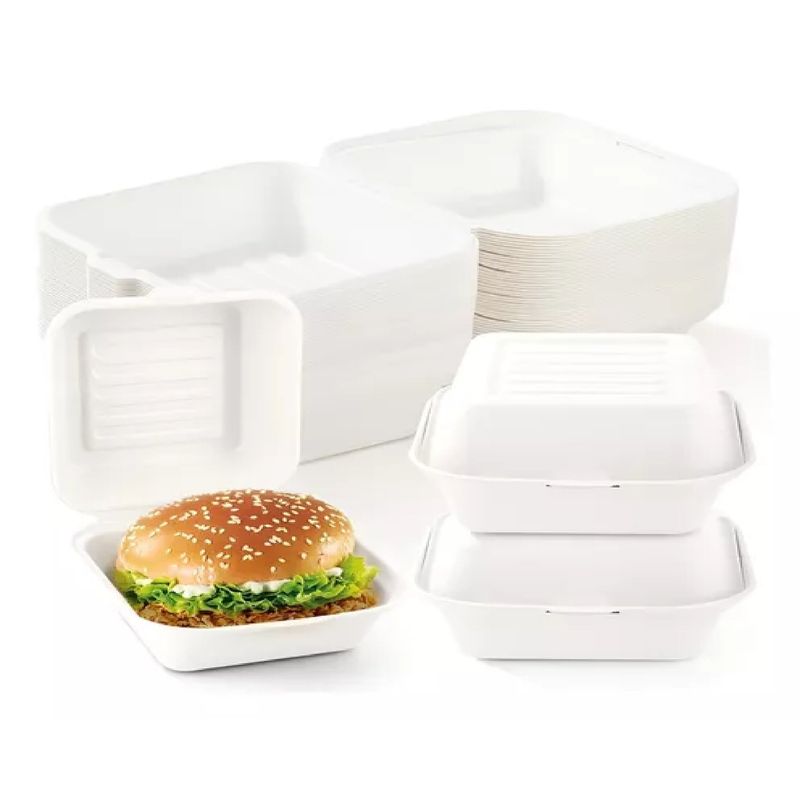 GENERICO - 100 Envase Desechables Contenedor De Alimentos compostables