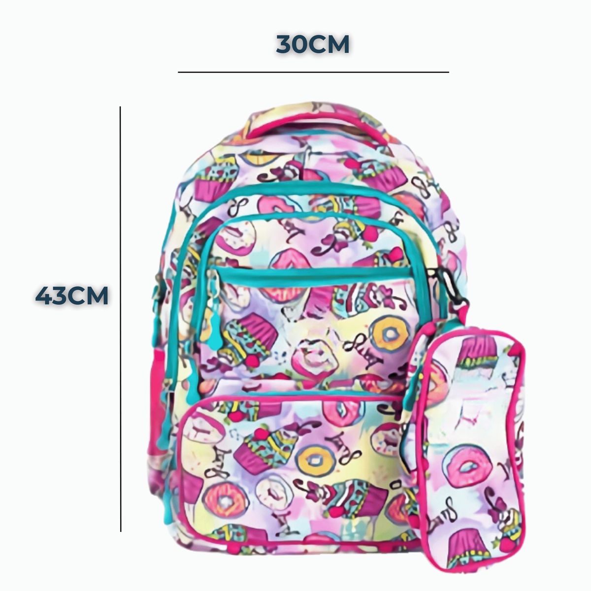 UTILISIMO - Pack Mochila Lonchera Y Estuche 45CM Juvenil Y Escolar Donuts