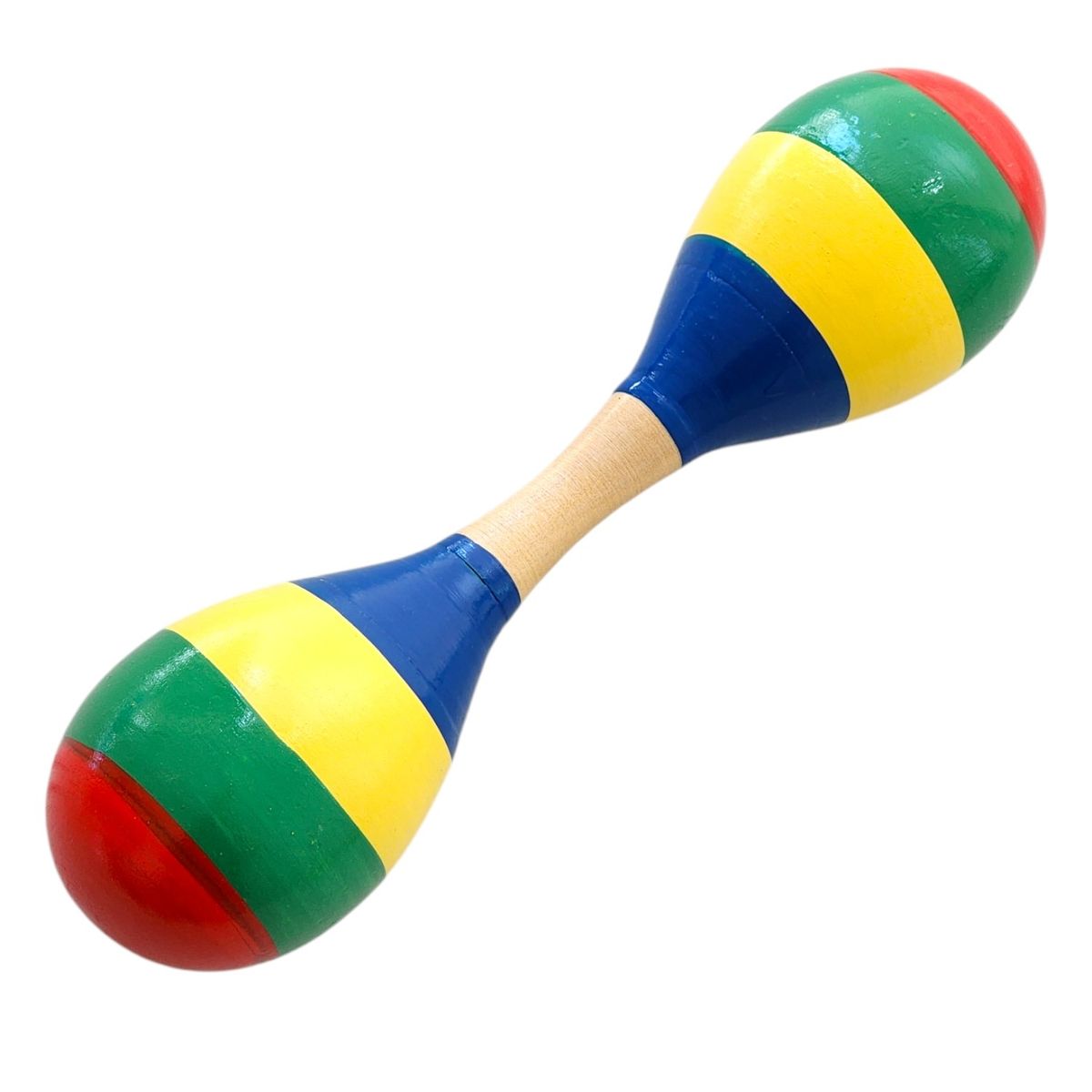 OEM - Maraca Doble de Madera Sonajera Niños Franjas Colores 55503