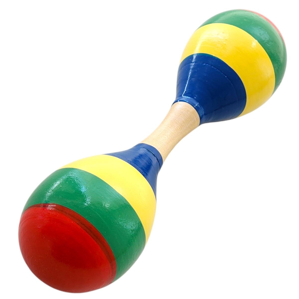 OEM - Maraca Doble de Madera Sonajera Niños Franjas Colores 55503